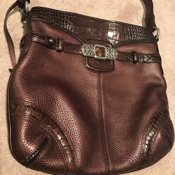 Brighton “Delina” Shoulder  Bronze Leather Bag - Picture 3 of 8